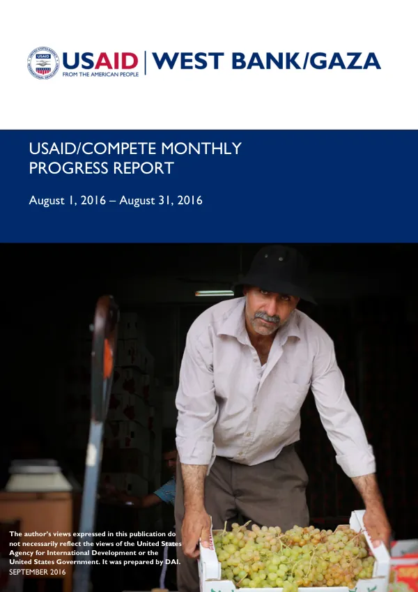 USAID/Compete Monthly Report, August 1 – August 31, 2016