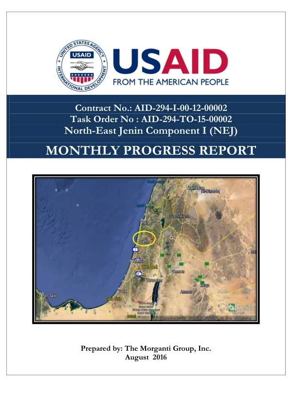 Monthly Progress Report No. 19: North East Jenin Component I