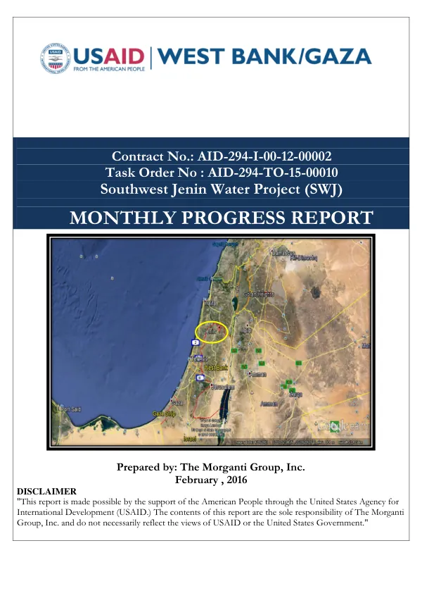 Monthly Progress Report No. 4: Southwest Jenin Water Project