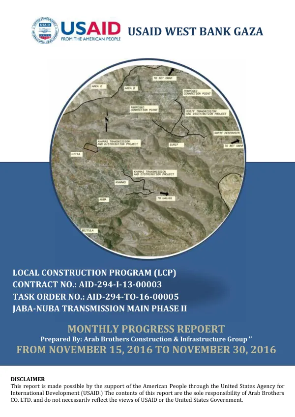 Monthly Progress Report-November 2016: Jaba-Nuba Transmission Main Phase II