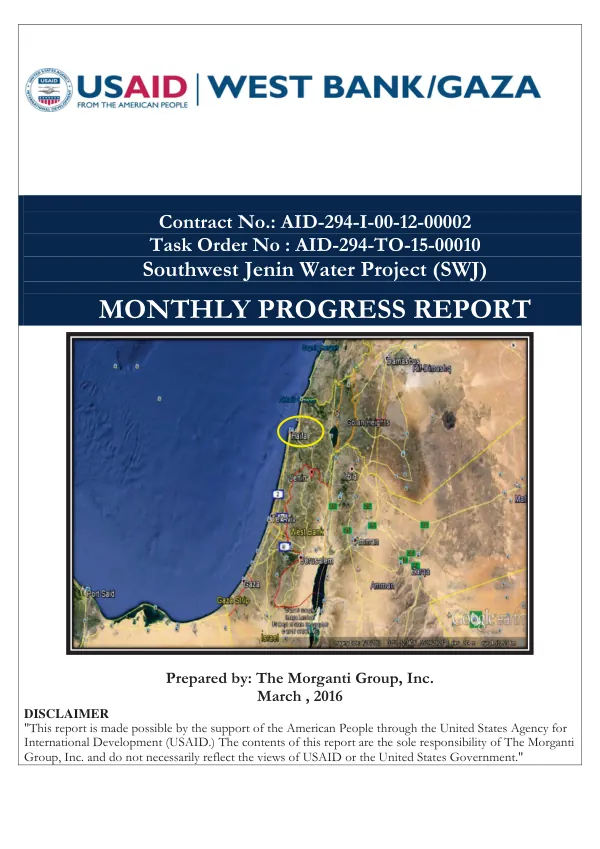 Monthly Progress Report No. 5: Southwest Jenin Water Project