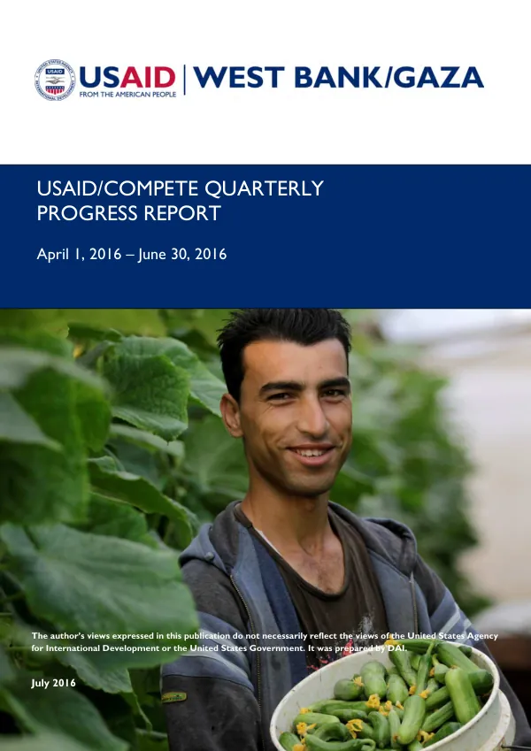 USAID/Compete Quarterly Report, April 1 – June 30, 2016