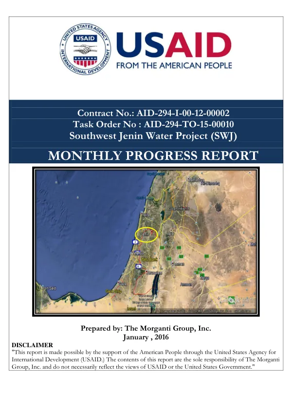 Monthly Progress Report No. 3: Southwest Jenin Water Project