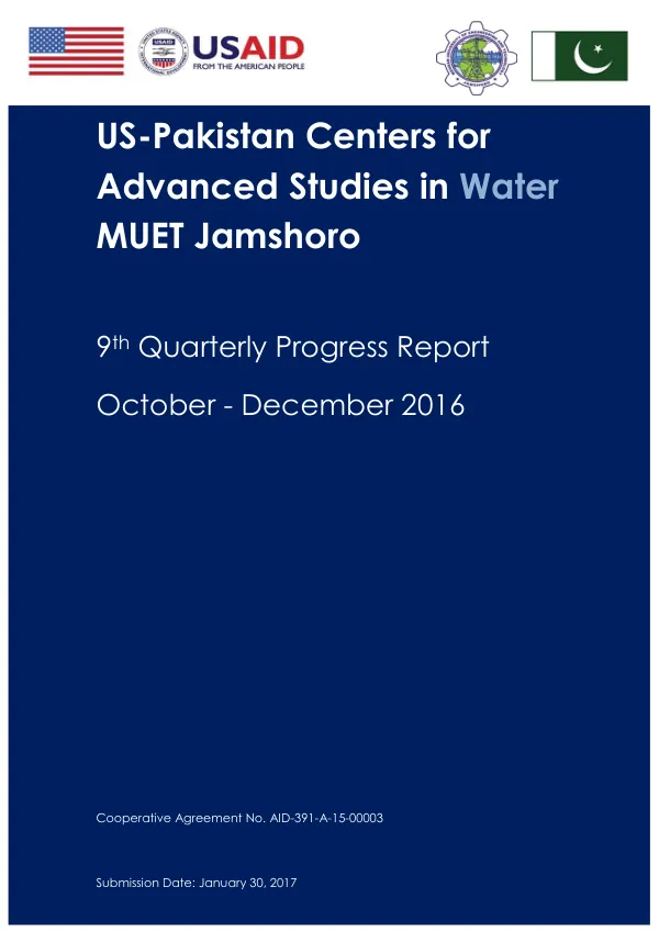 9th Quarterly Progress Report: October - December 2016