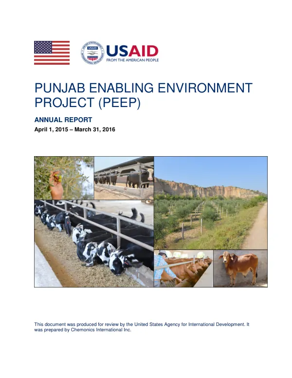 Punjab Enabling Environment Project (PEEP) Annual Report April 1, 2015 - March 31, 2016