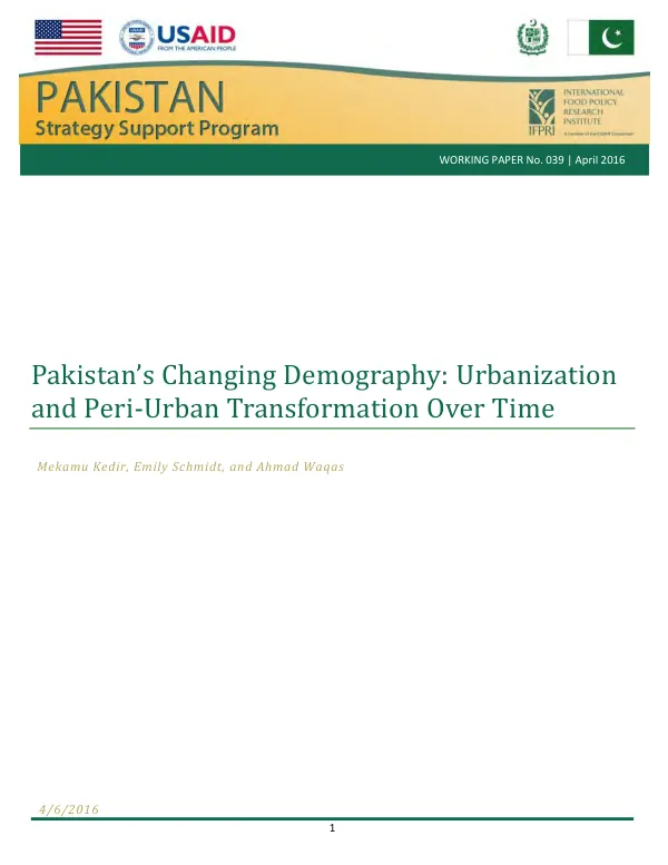 Pakistan’s Changing Demography: Urbanization and Peri-Urban Transformation Over Time