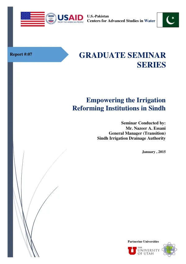 Graduate Seminar Report: Empowering the Irrigation Reforming Institutions in Sindh