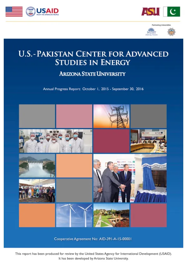 USPCAS-E (ASU) Annual Progress Report (Oct 2015 – Sept 2016)