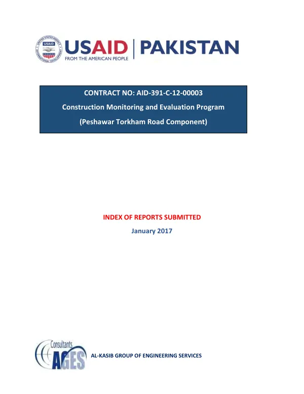 Construction Monitoring and Evaluation Program (Peshawar Torkham Road Component)