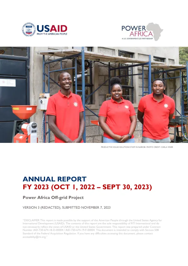 Annual Report FY2023 Power Africa Off-grid Project