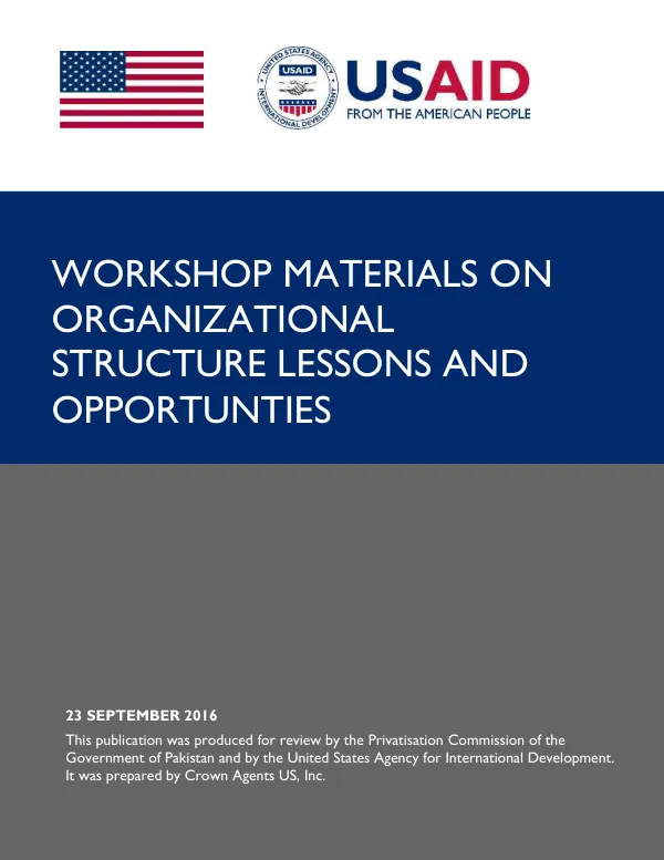 Workshop Materials on Organizational Structure Lessons and Opportunities
