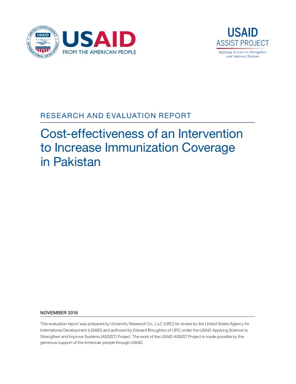 Cost-effectiveness of an Intervention to Increase Immunization Coverage in Pakistan