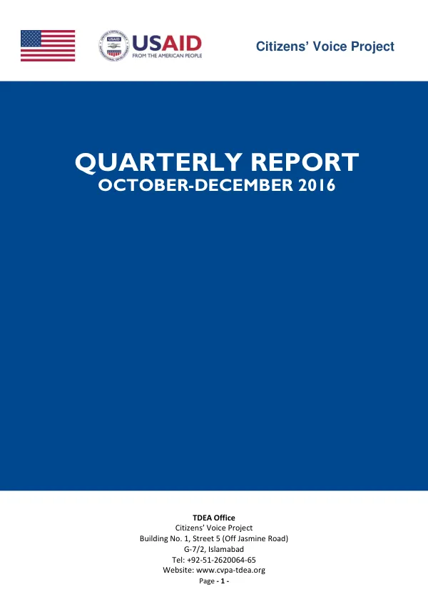 Quarterly Report: Citizens' Voice Project