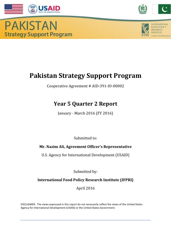 Pakistan Strategy Support Program – First Quarter Report – FY 2015