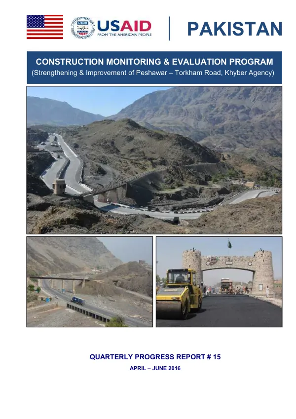 Construction Monitoring & Evaluation Program (Strengthening & Improvement of Peshawar – Torkham Road, Khyber Agency)