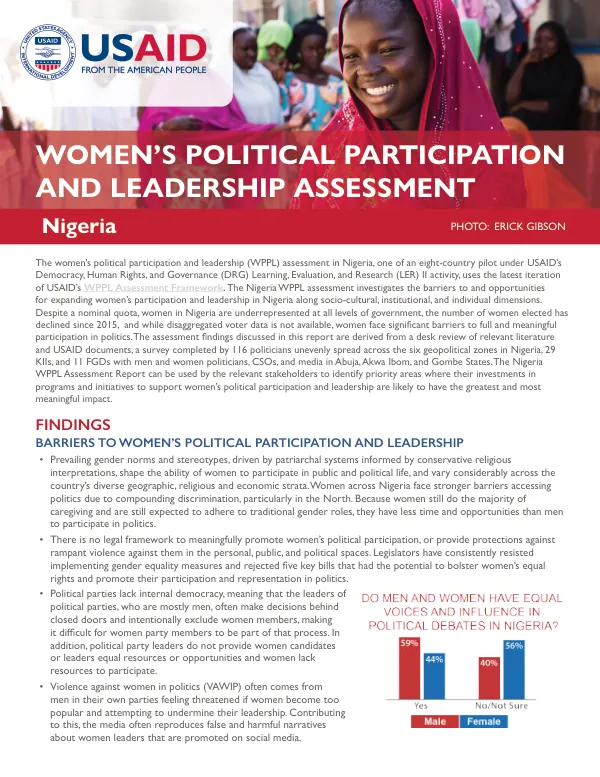 Women's Political Participation and Leadership Assessment: Nigeria