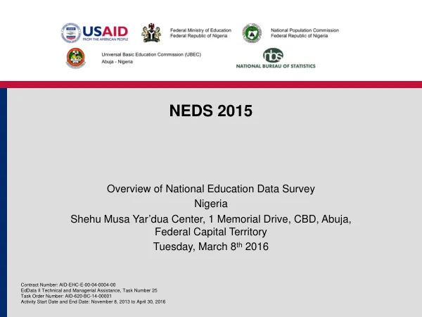 National Education Data Survey (NEDS) 2015 Overview
