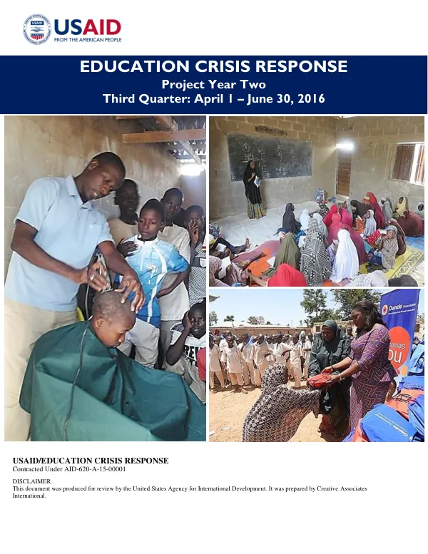Education Crisis Response Project Year Two, Quarter Three Report