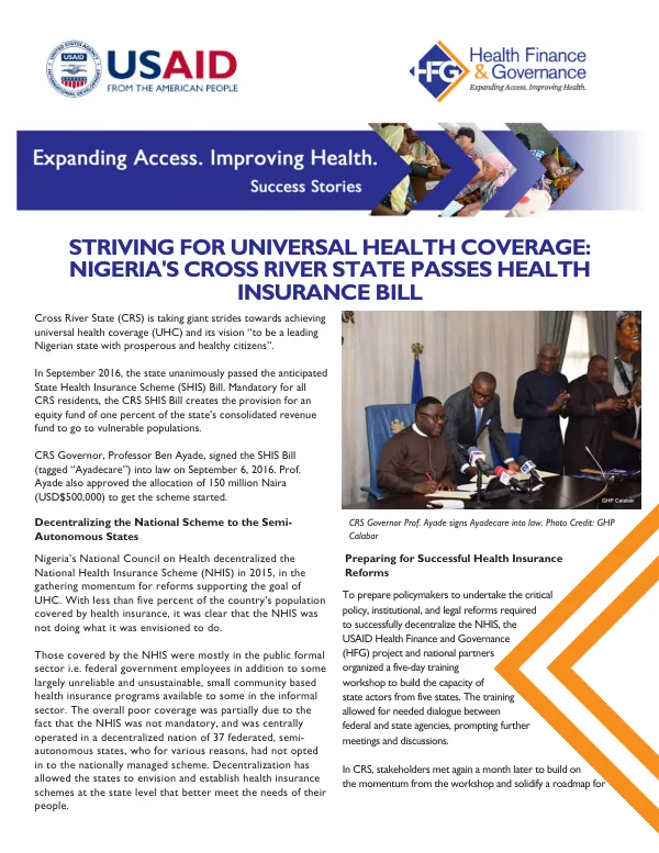 Success Story: Cross River State's Health Insurance Scheme