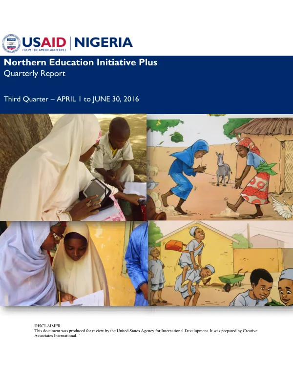 Northern Education Initiative Plus Quarterly Report
