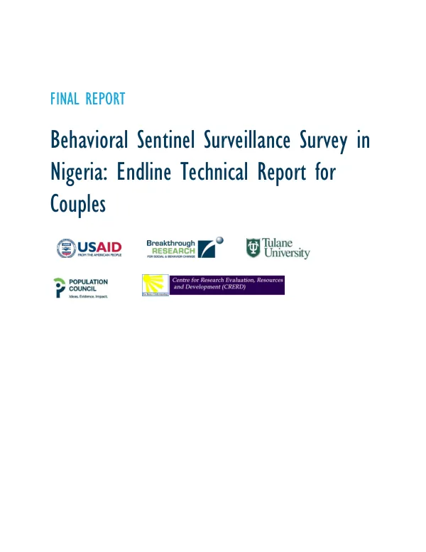 Behavioral Sentinel Surveillance Survey in Nigeria: Endline Technical Report for Couples