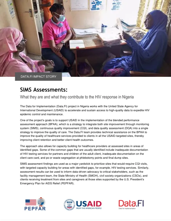 SIMS Assessments: What they are and what they contribute to the HIV response in Nigeria