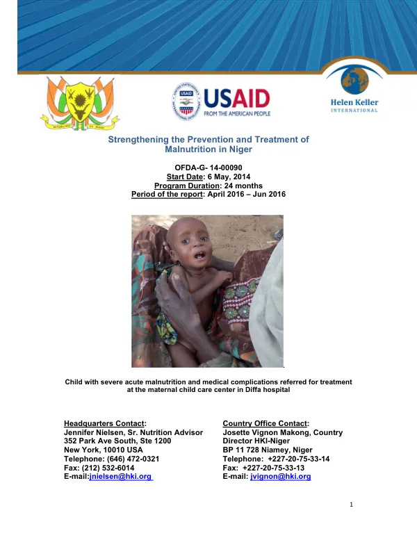 Strengthening the Prevention and Treatment of Malnutrition in Niger