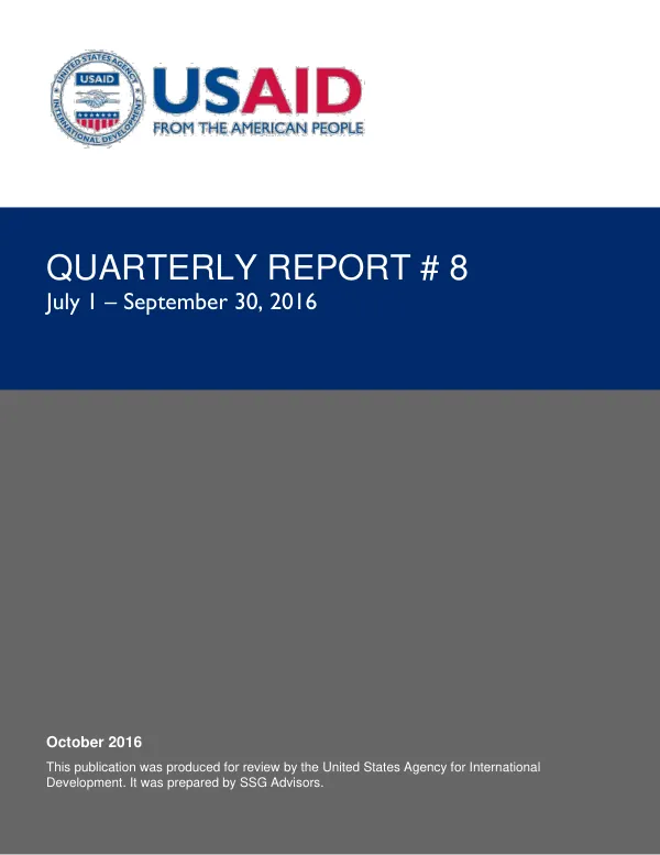 Quarterly Report #8: July 1 – September 30, 2016