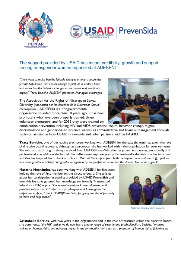 USAID|PrevenSida Support to ADESENI