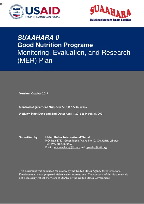 Suaahara II M&E Plan