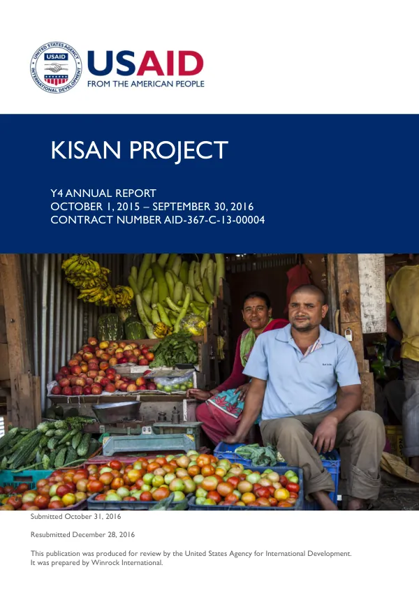 KISAN Project Y4 Annual Report October 1, 2015 – September 30, 2016
