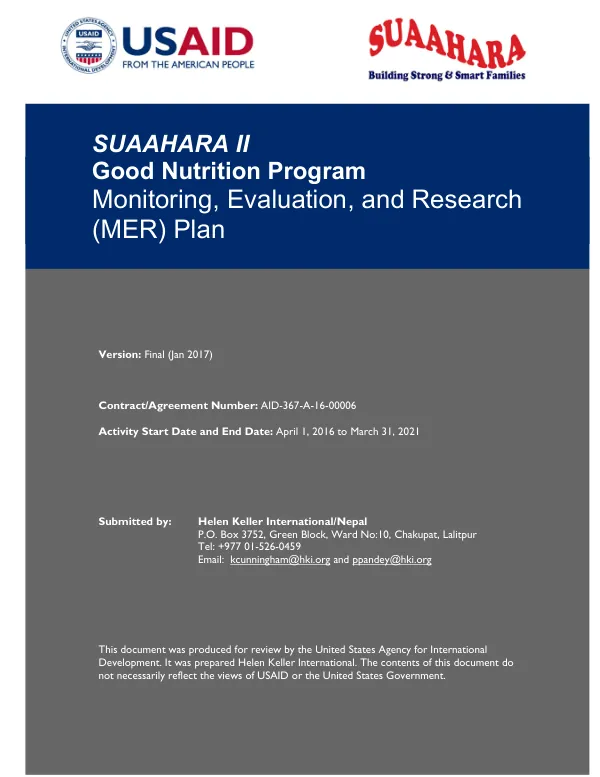 Suaahara II M&E Plan