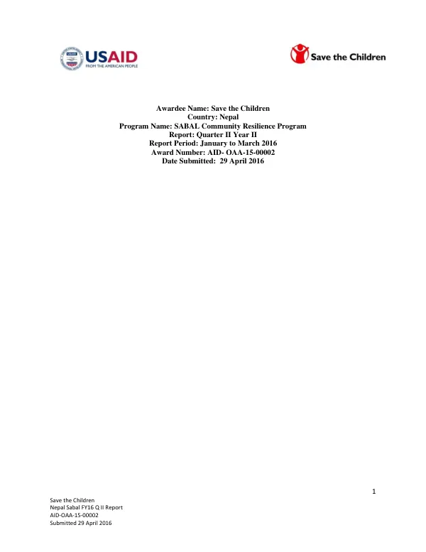 Nepal Sabal FY16 Q II Report