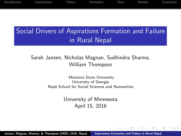 Aspirations Formation and Failure in Rural Nepal