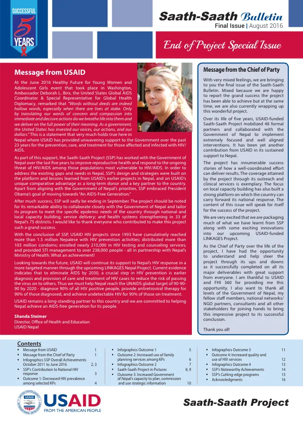 Final Issue: Saath-Saath Bulletin August 2016