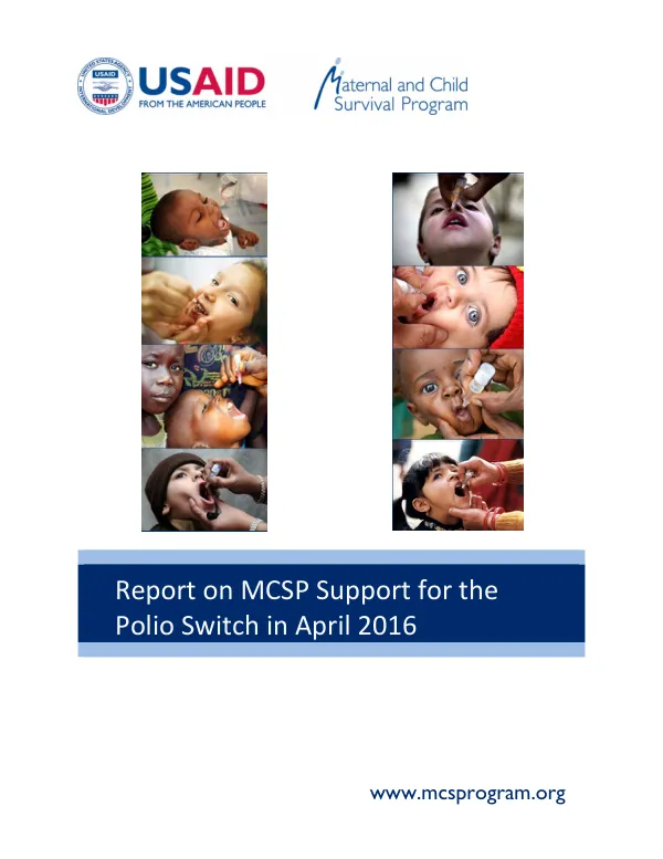 Report on MCSP Support for the Polio Switch in April 2016
