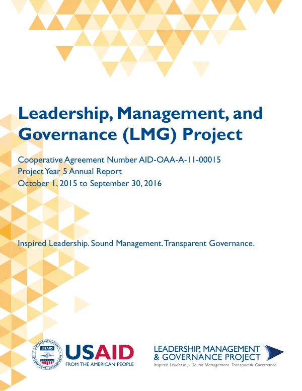Leadership, Management, and Governance (LMG) Project Project Year 5 Annual Report