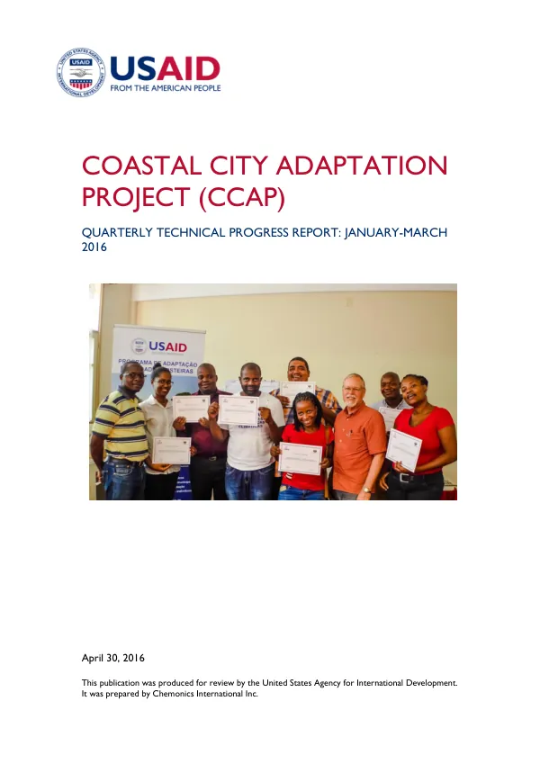 Coastal City Adaptation Project (CCAP) Quarterly Technical Progress Report: January-March 2016