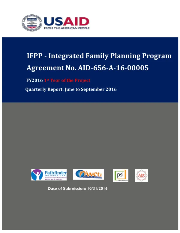 Quarterly Report: June to September 2016 - Integrated Family Planning Program
