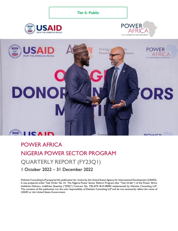 Nigeria Power Sector Program Quarterly Report (FY23Q1)