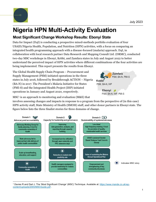 Nigeria HPN Multi-Activity Evaluation: Ebonyi State