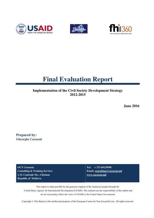Final Evaluation Report: Implementation of the Civil Society Development Strategy 2012-2015
