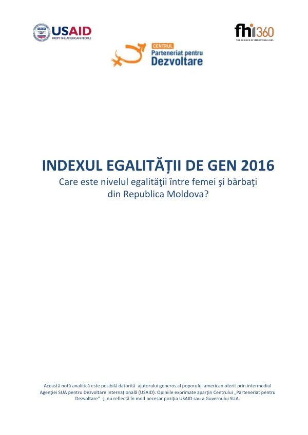 Indexul Egalității de Gen 2016