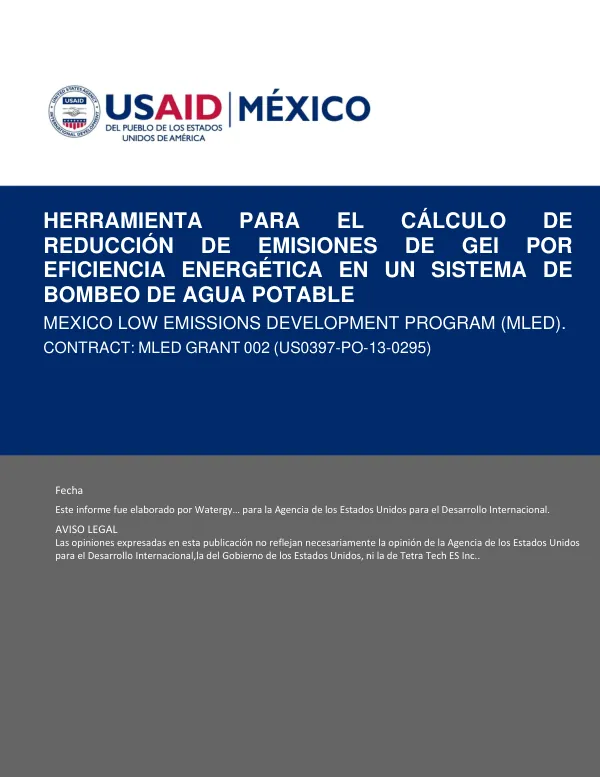 Herramienta para el cálculo de reducción de emisiones de GEI por eficiencia energética en un sistema de bombeo de agua potable