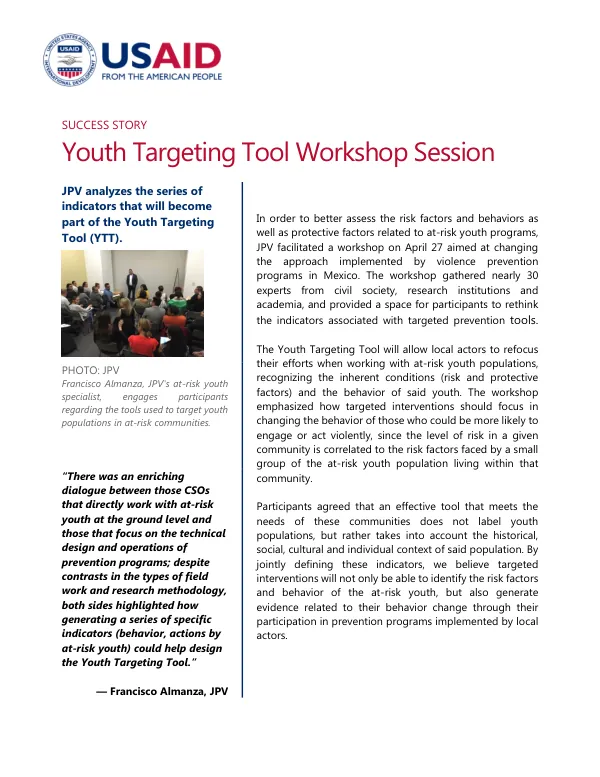 Youth Targeting Tool Workshop Session