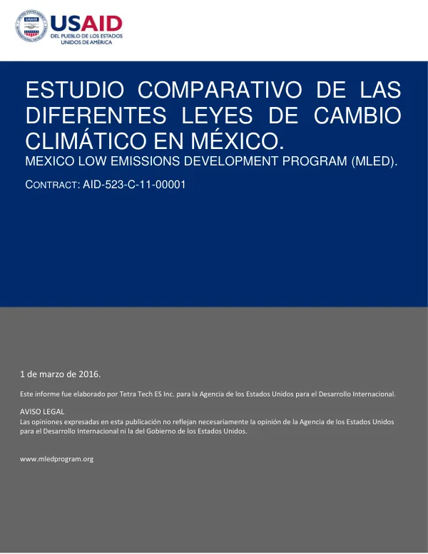 Estudio comparativo de las diferentes leyes de cambio climático en México