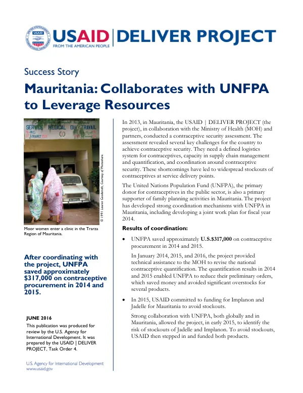 Mauritania: Collaborates with UNFPA to Leverage Resources, June 2016