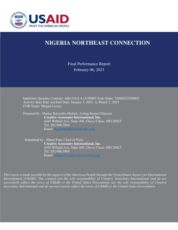 Nigeria Northeast Connection Final Performance Report
