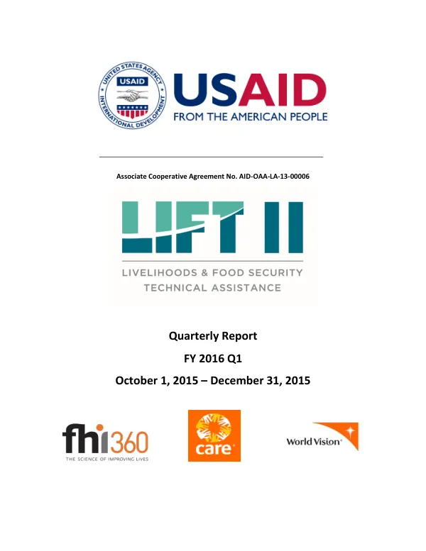 Quarterly Report FY 2016 Q1 LIFT II Project