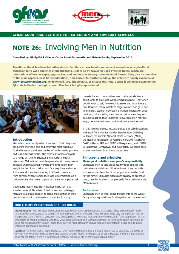 Good Practice Note: Involving Men in Nutrition